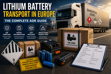 Transport av litiumbatterier i Europa med ADR-etiketter for farlig gods og logistikketterlevelse